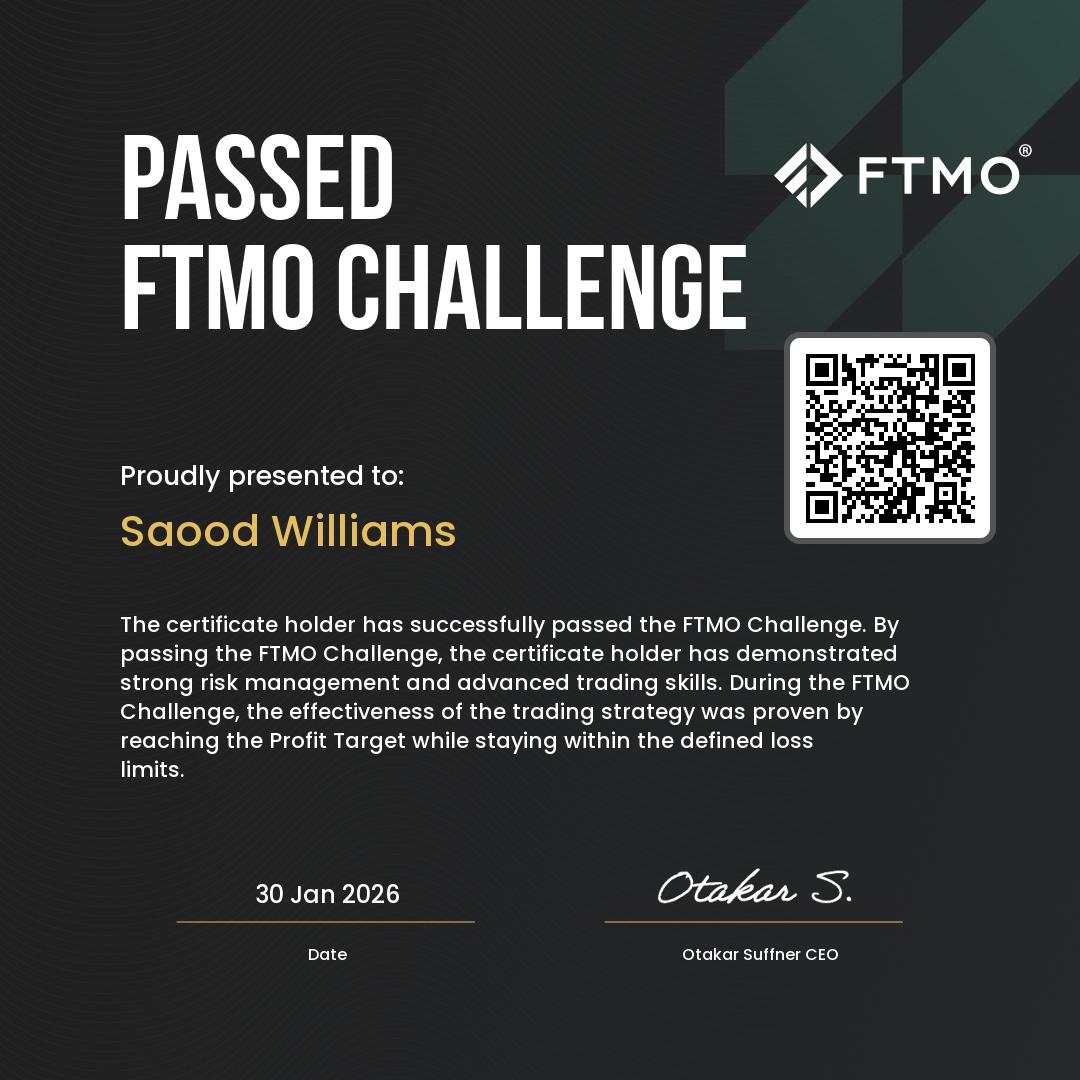 FTMO — Sa'ood Williams · Challenge passed · 30 Jan 2026